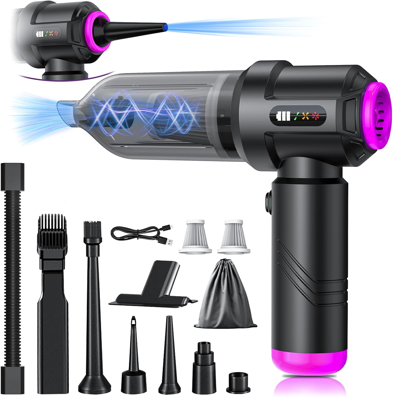 Handheld Car Vacuum Portable Cordless 18000PA Rechargeable Vacuum Cleaner Small Air Duster for Home,Keyboard,Pet
