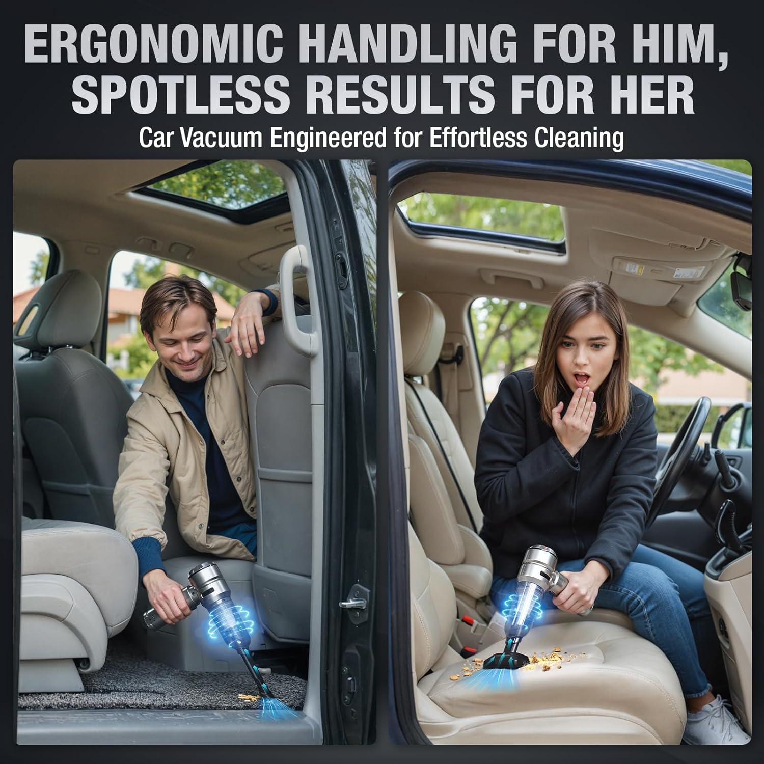 Car Vacuum Cleaner High Power,18000PA,40 Mins Runtime, Mini Vacuum Cleaner 4 In 1 Compressed Air Duster & Air Blower & Pump Hand Held Vacuum Cordless With Brushless Motor For Car, Home, Office