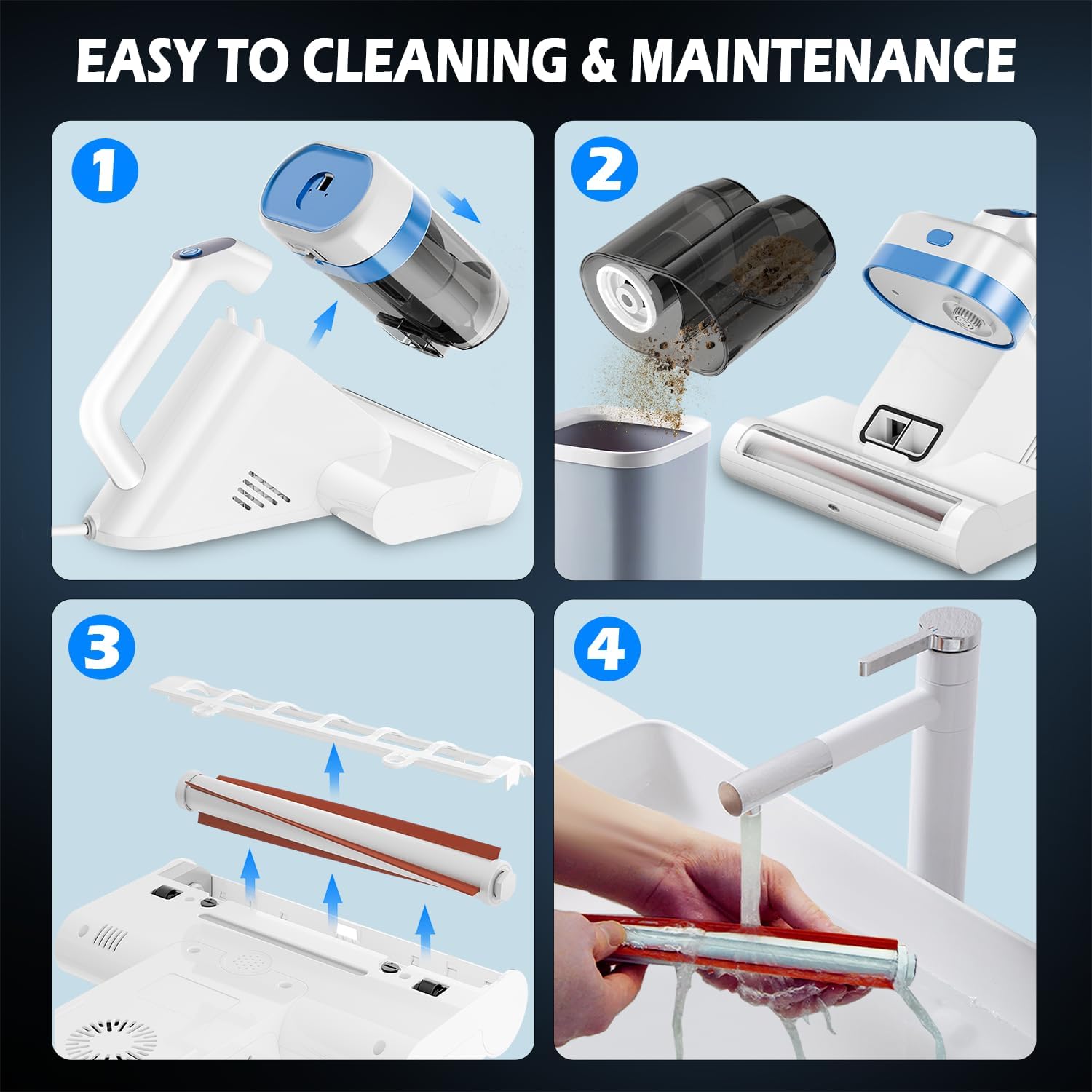Mattress Cleaner Vacuum with Strong Suction, Ultrasonic Heating Tech & 140°F Heat & Widened Port Vacuum, 500W 20Kpa Power Double-Cup Handheld Bed Vacuums for Cribs Pillows Fabric Surface
