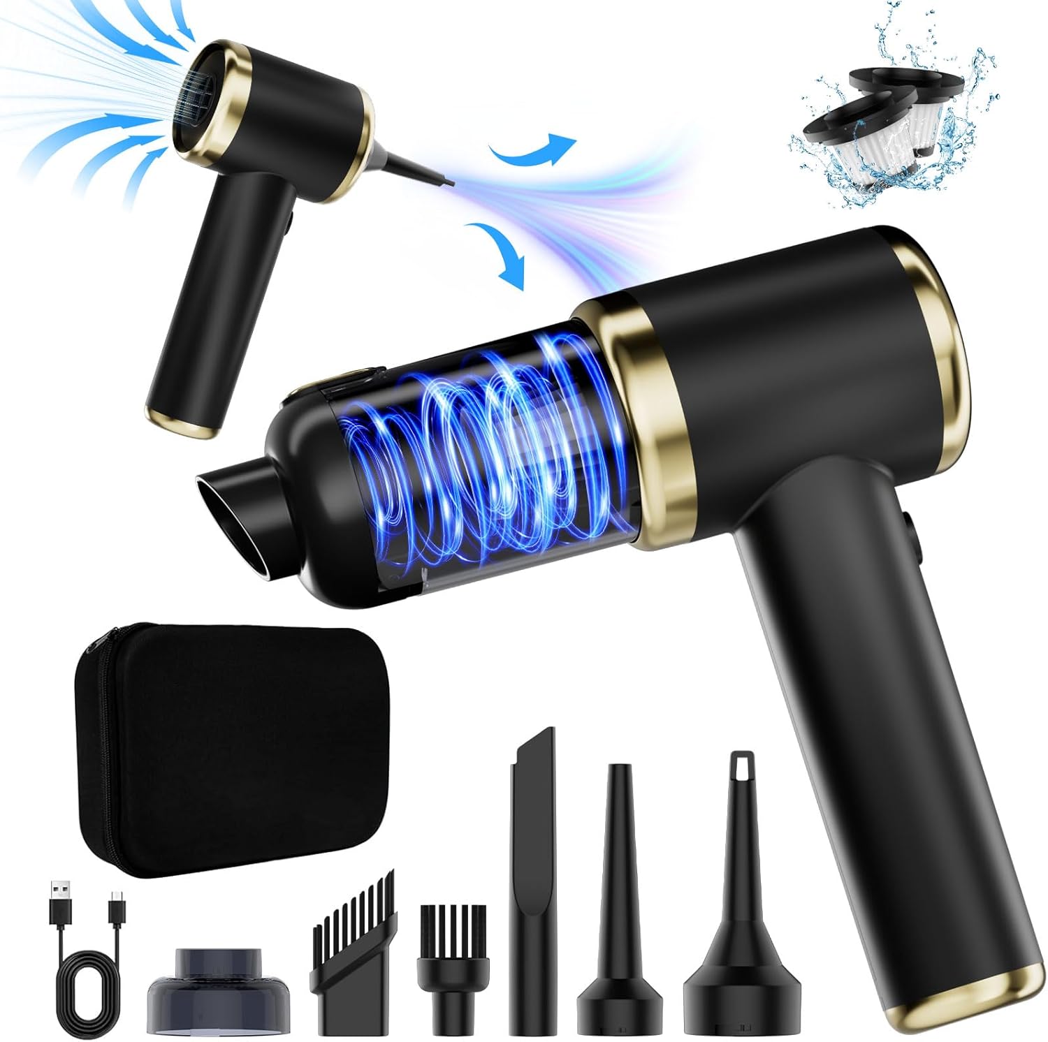 Car Vacuum Cleaner High Power-18000pa, 4-in-1 Cordless Car Vacuum Cleaner,Aspiradora para Carro for Multi-Nozzles for Home, Office, Pet.