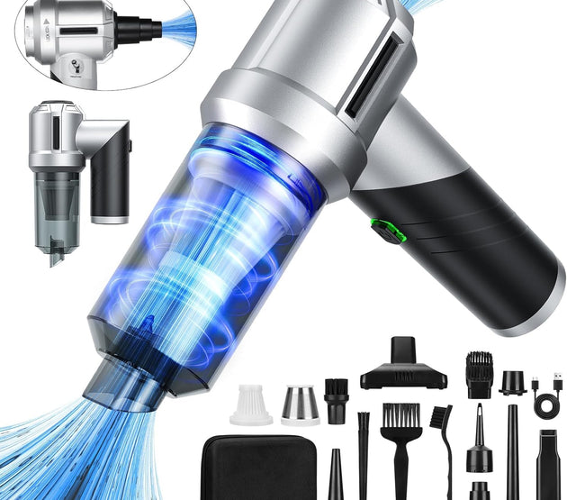 Arify Pro Car Vacuum Portable Cordless with 18000PA Super Suction, 4 in 1 Portable Air Blower/Car Vacuum 90°Foldable Handheld Rechargeable Brushless Motor for Home, PC