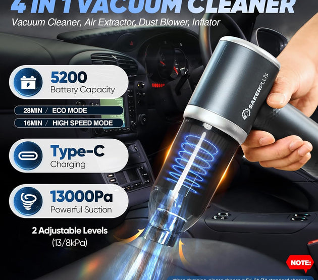 Mini Vacuum Cleaner, 3 in 1 Cordless Handheld Vacuum Cleaner, 13000Pa High Power Car Vacuum Cleaner with Brushless Motor,Adjustable Car Vaccum Portable Cordless for Cars,Desktop-DBS03