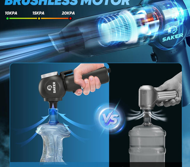 Saker Portable Car Vacuum Cordless 20000Pa 6 in 1 Multifunctional Adjustable Small Handheld Vacuum 7800mAH with Brushless Motor, for Car Home and Office SW-102