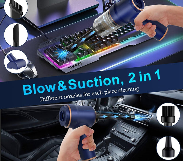 KMM Handheld Car Vacuum Cleaner, 9000Pa Vacuum Cleaner and Air Duster, 120W High Power Hand Held Vacuum with LED Light and Multi-Nozzles for Car, Home, Office, Pet