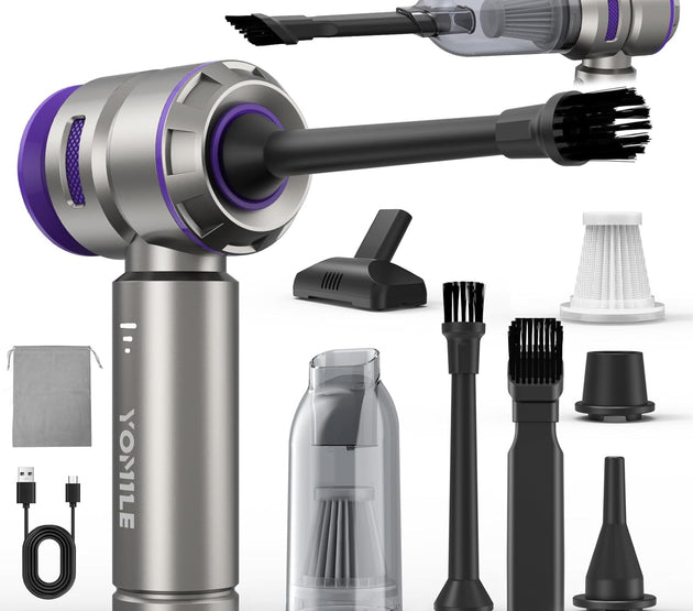 Electric air Duster - 2 in 1 210000RPM Brushless Air Duster & 21000PA Car Vacuum 9000mAh Battery Air Blower Wireless Handheld Vacuum for Car,Office and Home