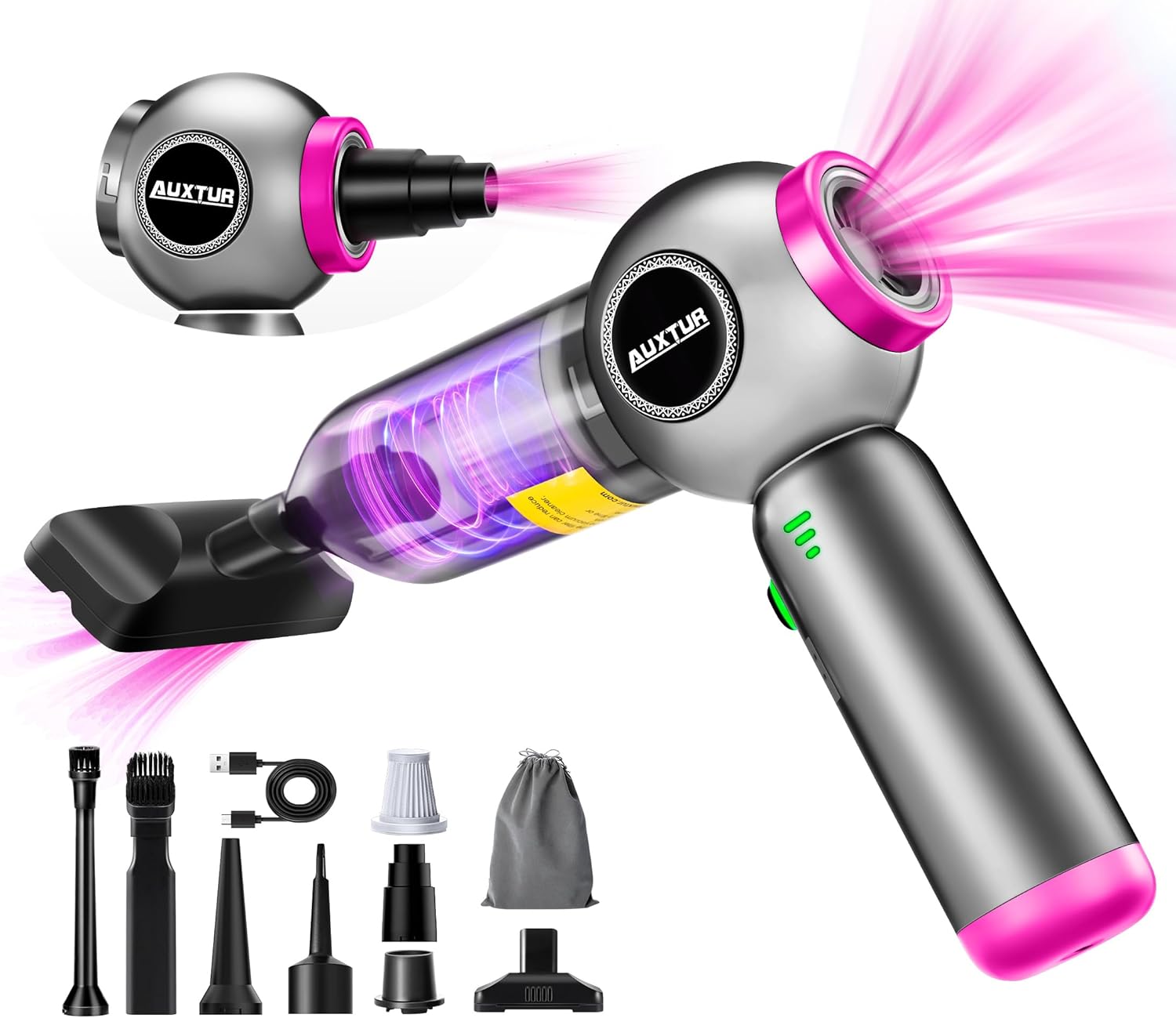 Handheld Vacuum Cleaner Cordless - 17500PA Strong Suction Rechargeable, 3-Speed Adjustable Portable Mini Dust Buster for Pet Hair, Car Detailing, Home, Office & Car Cleaning