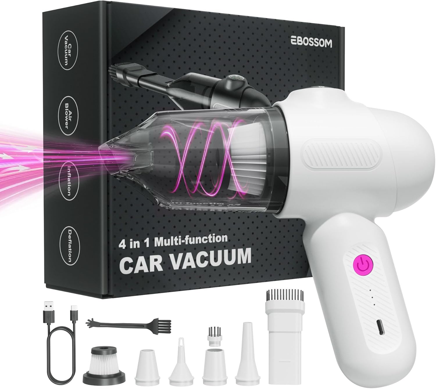Car Vacuum V6 Pro, Cordless Handheld Vacuum with 8000Pa, Portable 4-in-1 Blowing and Suction Function Mini Vacuum Cleaner Air Duster Suitable for Quick Cleaning of Small Areas,Car,Office,Home,PC