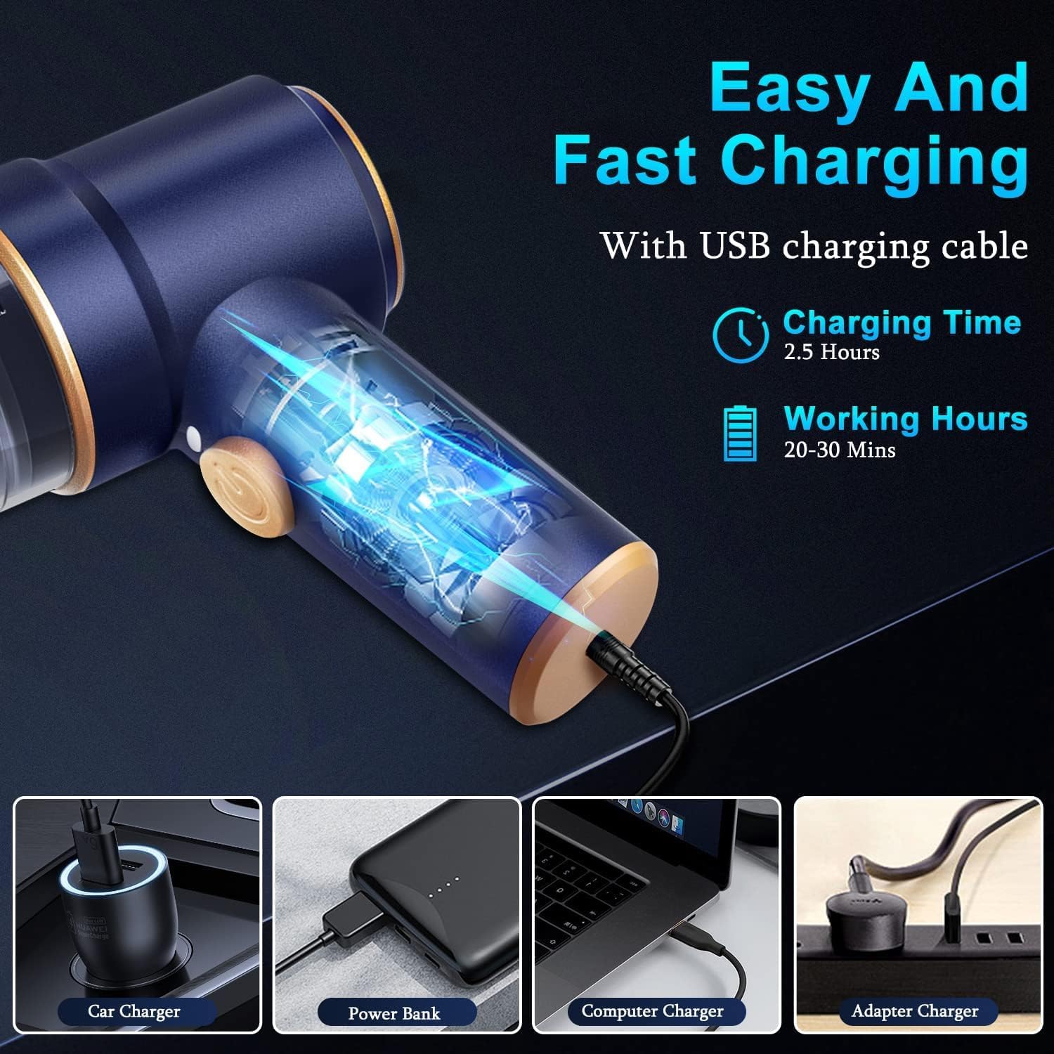 KMM Handheld Car Vacuum Cleaner, 9000Pa Vacuum Cleaner and Air Duster, 120W High Power Hand Held Vacuum with LED Light and Multi-Nozzles for Car, Home, Office, Pet