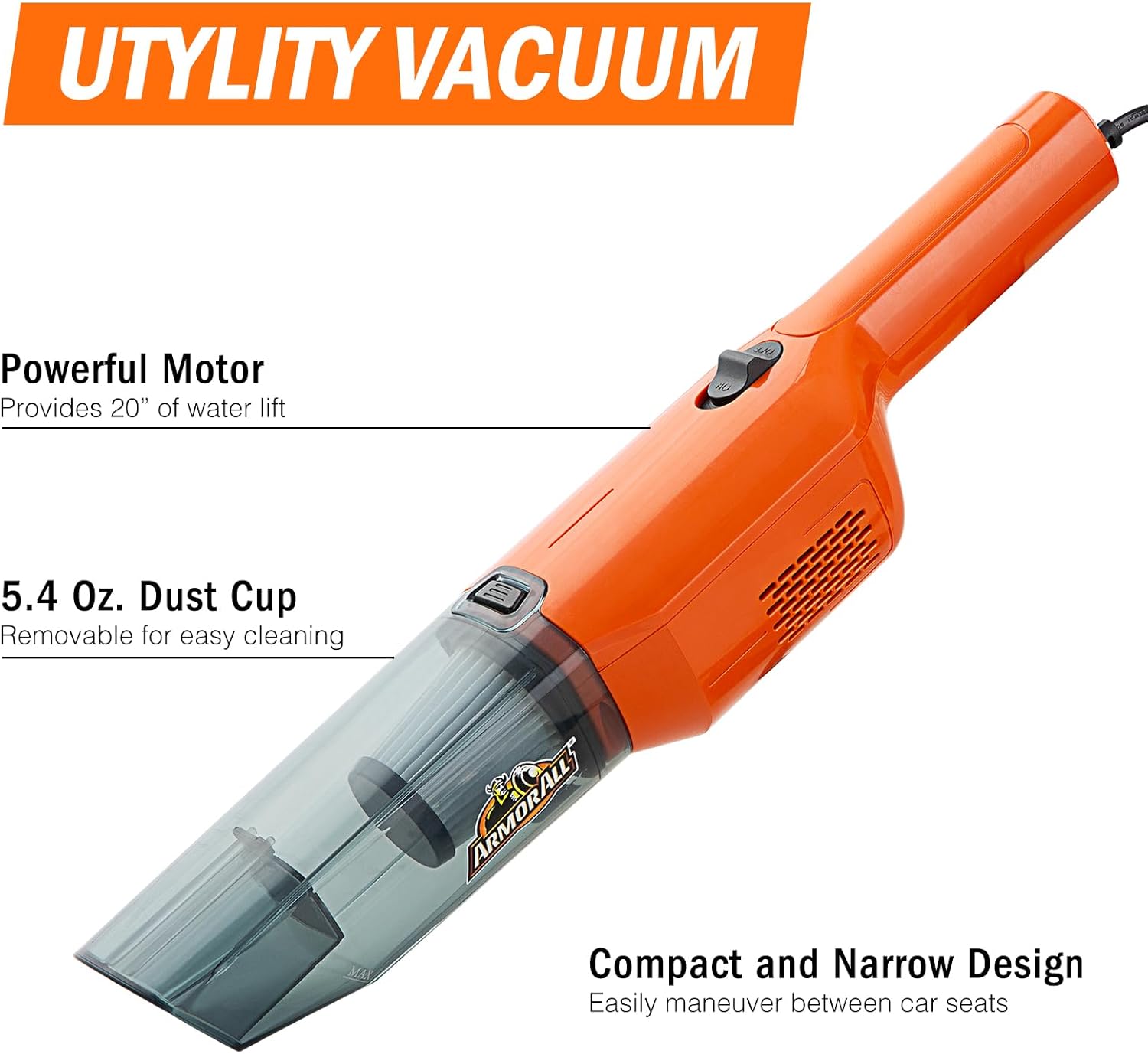 Armor All AA12V2 0903 Car Vac, Compact, Orange