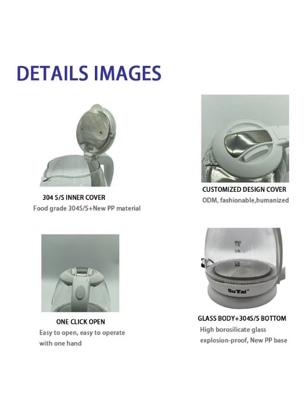 China produces wholesale and retail high-quality glass tea with boiling water electric kettle with heating.