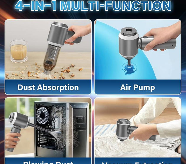 4-in-1  Vacuum Portable Cordless & Dust Buster, 20000pa High Power Wet Dry Handheld Vacuum Cordless Rechargeable, Mini Vacuums with 3  Filter for   Office & Pet( Gray)