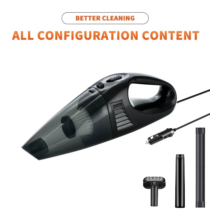 Commercial portable vacuum cleaner with excellent suction and dry and wet function, hands-free installation for use in a car