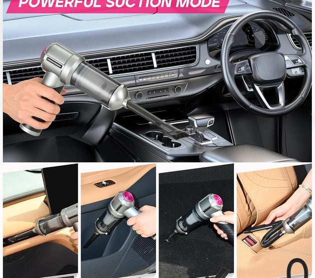 PeroBuno Car Vacuum Portable Cordless, 18000PA Suction, 3-in-1 Foldable Handheld Vacuum & Air Duster with Brushless Motor, 40mins Runtime, One-Click Dust Removal for Car Home Cleaning