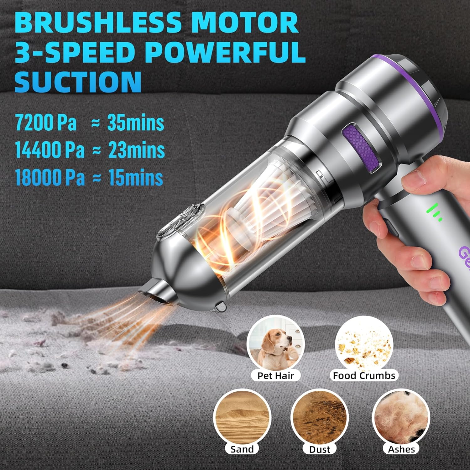 Mini Vacuum Cleaner Cordless, Car Vacuum Cleaner High Power Rechargeable Strong Suction Flexible Hose, Air Duster Blower Brushless Motor, Airify Pro Car Vacuum for Home Office Pet Hair