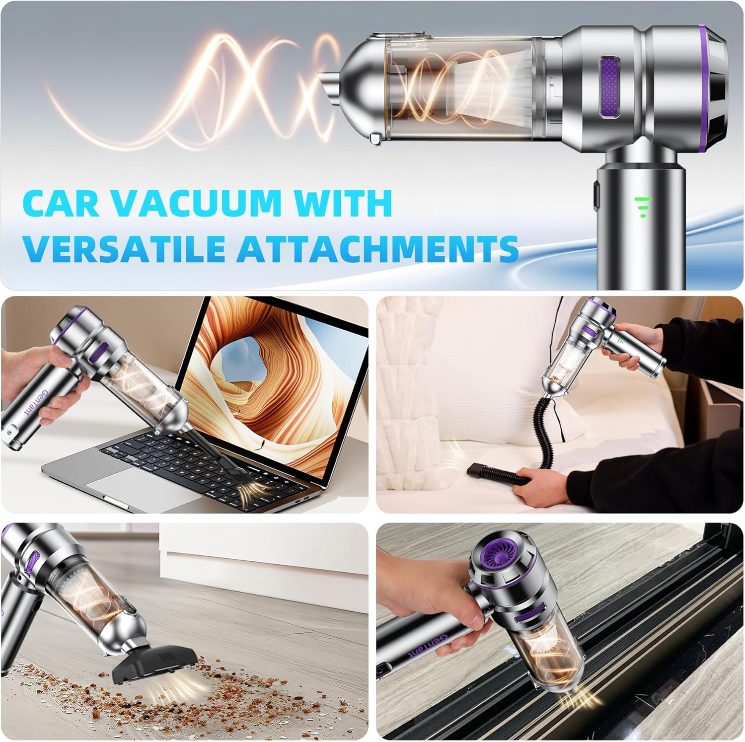 Mini Vacuum Cleaner Cordless, Car Vacuum Cleaner High Power Rechargeable Strong Suction Flexible Hose, Air Duster Blower Brushless Motor, Airify Pro Car Vacuum for Home Office Pet Hair