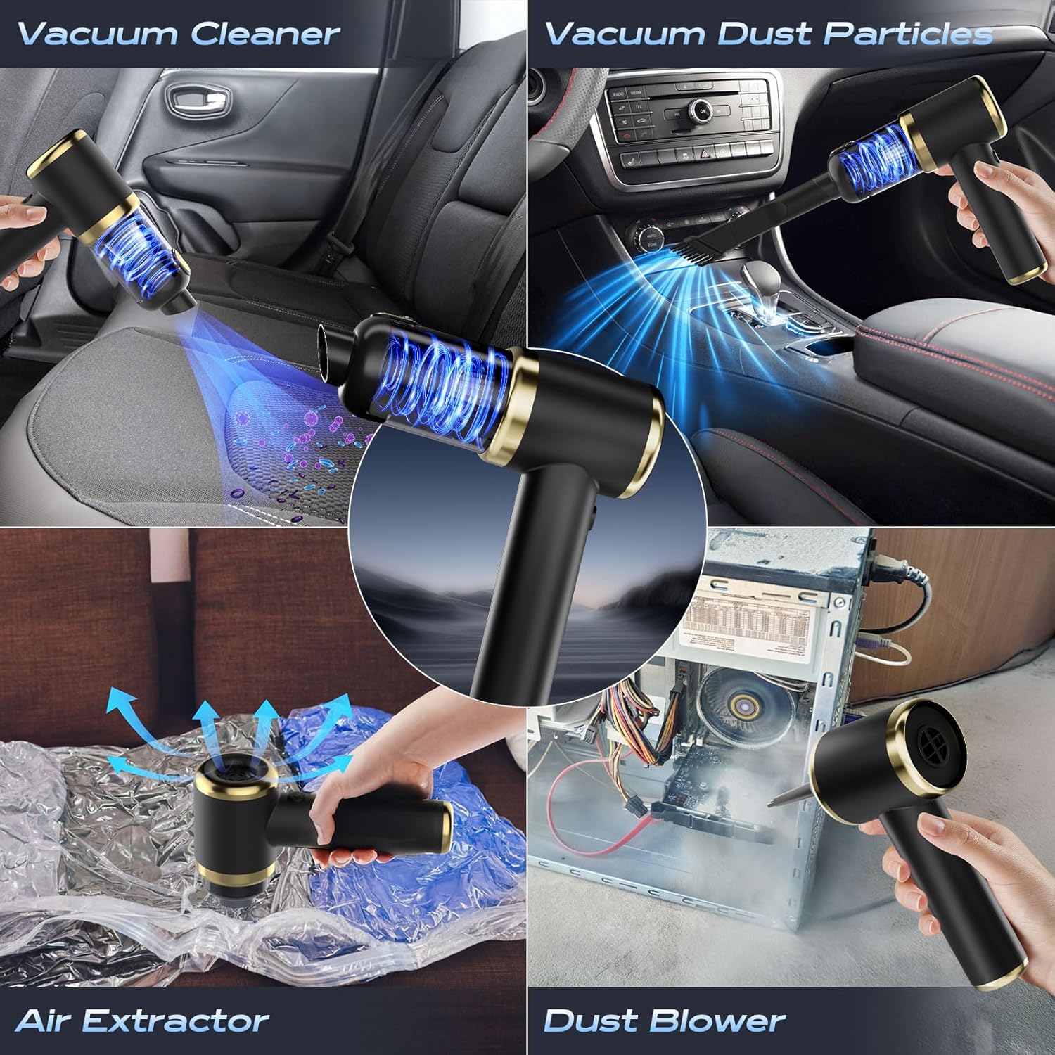 Car Vacuum Cleaner High Power-18000pa, 4-in-1 Cordless Car Vacuum Cleaner,Aspiradora para Carro for Multi-Nozzles for Home, Office, Pet.