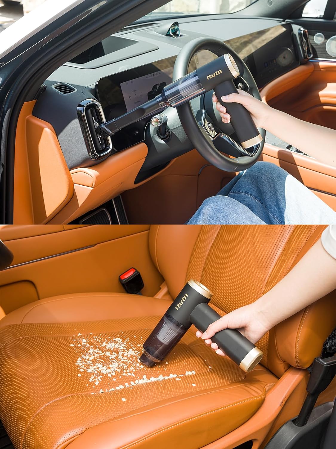 Car Vacuum Portable Cordless, 15000PA Powerful Suction, High Power, Mini Portable Vacuum for Car, Handheld Small Vacuum Cleaner & Air Duster for Home, Office, Desk,PC, Keyboard Cleaning