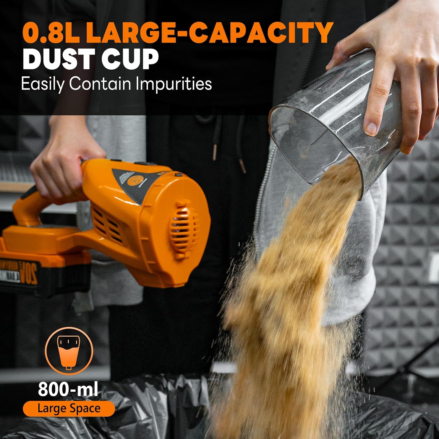 Alloyman Handheld Vacuum Cordless Cleaner with Max 20V Replaceable Battery,13000PA Powerful Suction Ideal for Cleaning Car/Home/Office/Pet Hair-Yellow and Black