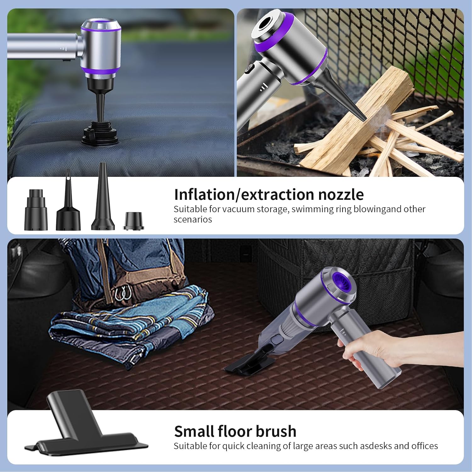 Car Detailing Vacuum Cleaner – Cordless 20000Pa Handheld Mini Vacuum & Air Duster for Car Cleaning Kit, 3-Speed Brushless Motor, 6000mAh Battery, Home Office Camping