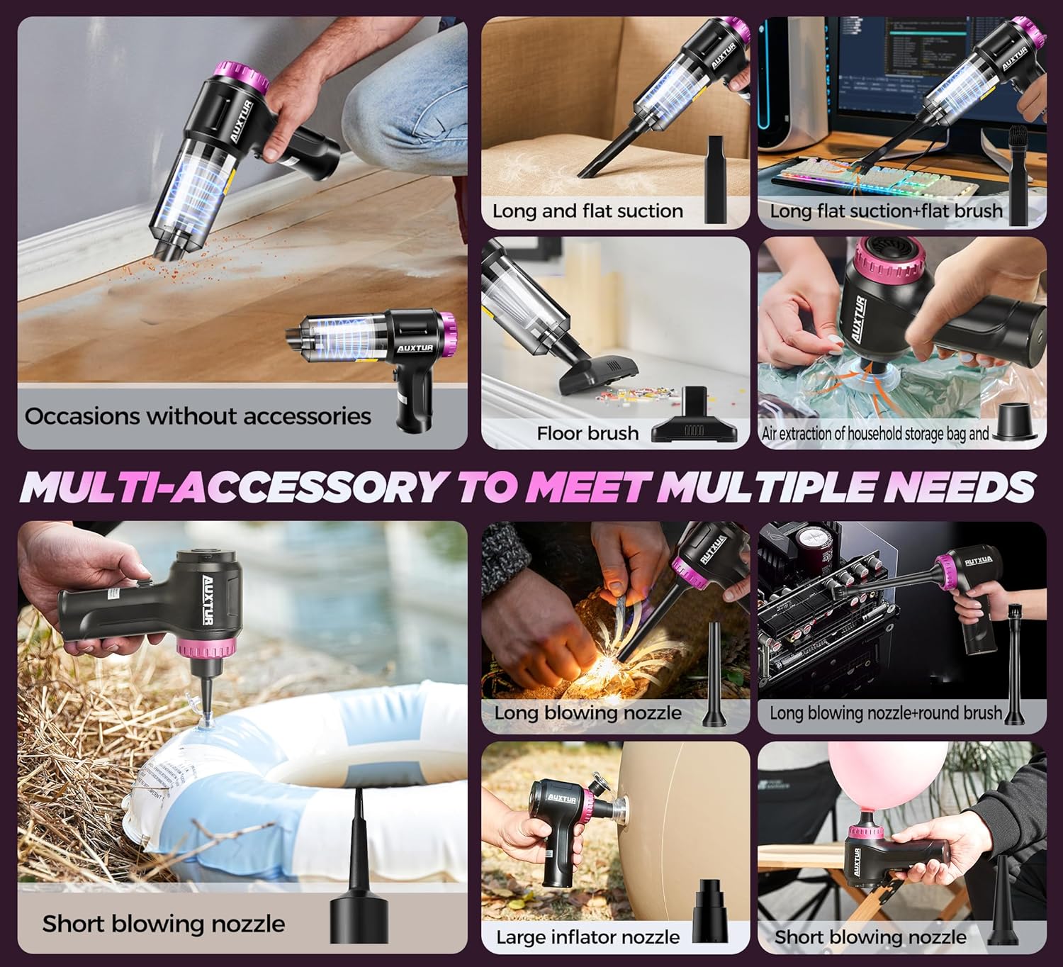 Handheld Vacuum Cordless-3 in 1 Car Vacuum Cleaner High Power-Brushless Motor 12000PA,Super Suction Power Vacuums-Cable-Small, Portable and Rechargeable Cleaner for Car