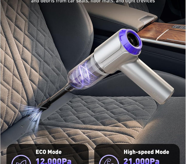 Handheld Car Vacuum Cleaner Cordless with Brushless Motor, 21000PA High Power Mini Air Duster, 7 in 1 Keyboard Portable Vacuum Cleaner Dual Filters for Car, Home, Office, Pet