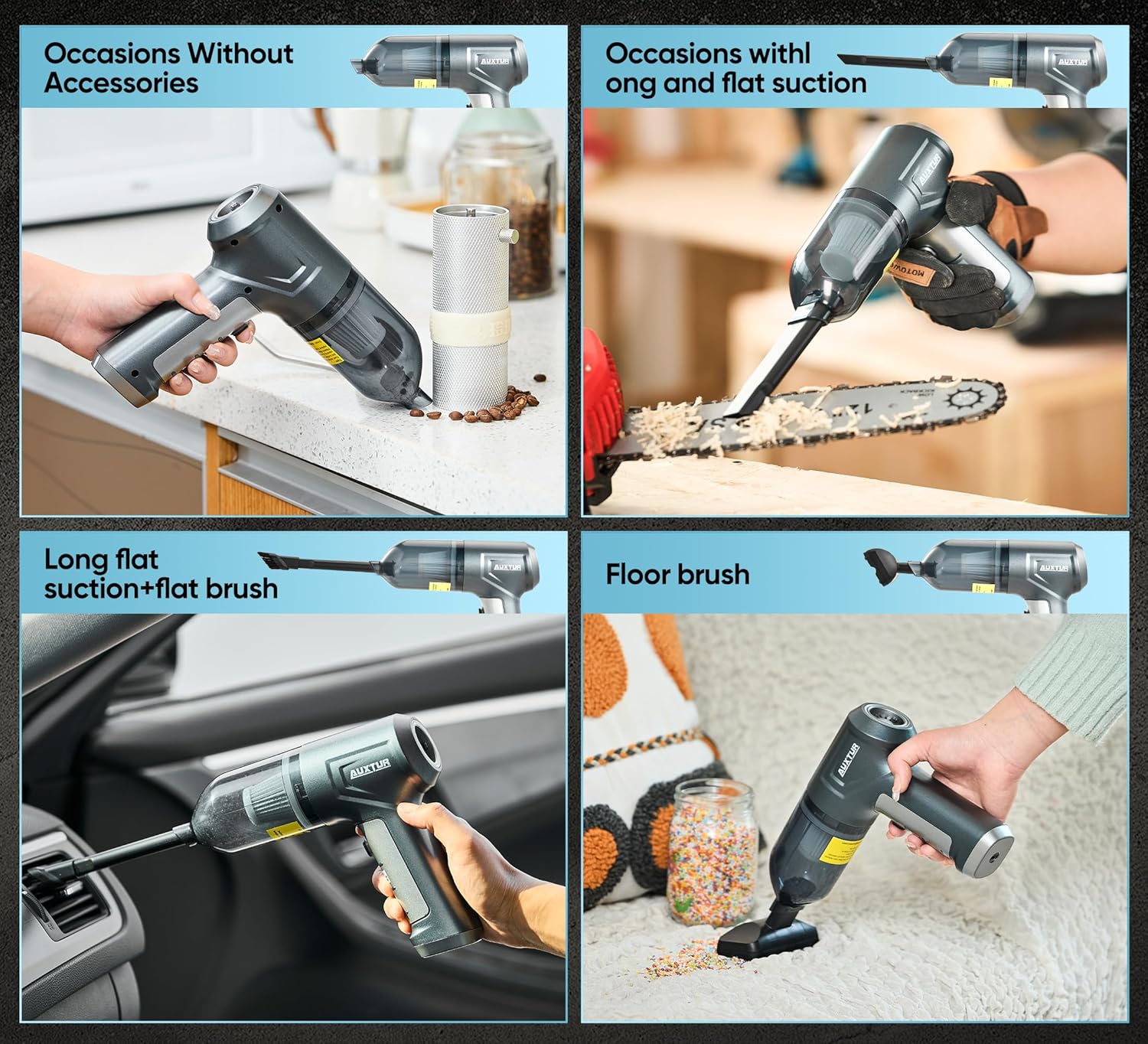 Car Vacuum Cleaner Portable Cordless 15000PA Brushless Motor|Handheld Vacuum Rechargeable 5200mAh Mini Car Vacuum with Super Endurance for Home and Desktop,SW101GREY