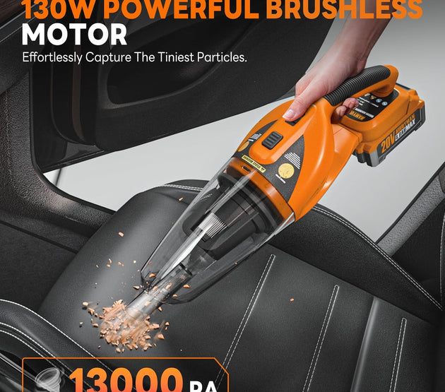 Alloyman Handheld Vacuum Cordless Cleaner with Max 20V Replaceable Battery,13000PA Powerful Suction Ideal for Cleaning Car/Home/Office/Pet Hair-Yellow and Black