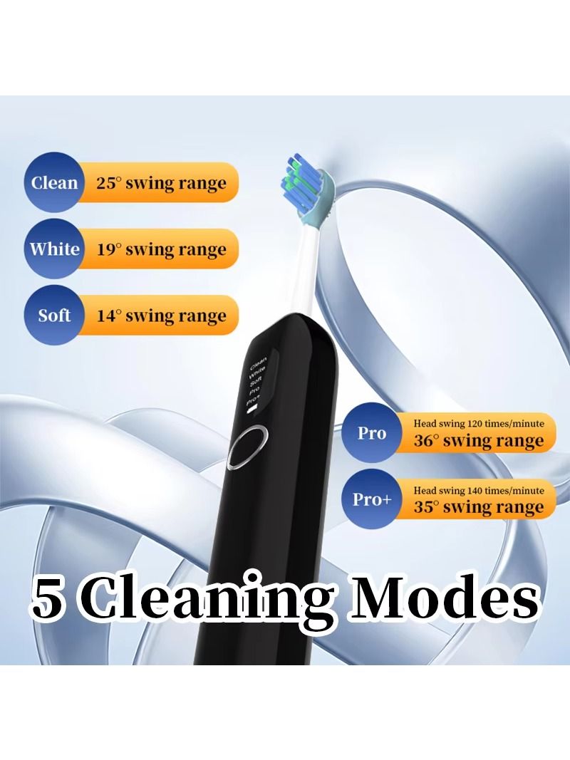 USB charges a portable electric toothbrush for adults, containing 2 toothbrush heads and 5 operating modes.