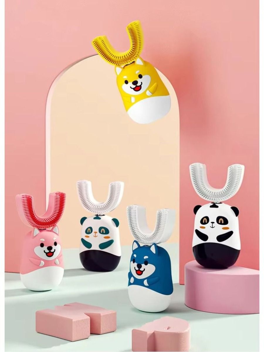 Children's Rechargeable Smart Electric Toothbrush USB 360 Degree U-Shaped Sonic Electric Toothbrush 3 Modes for Kids