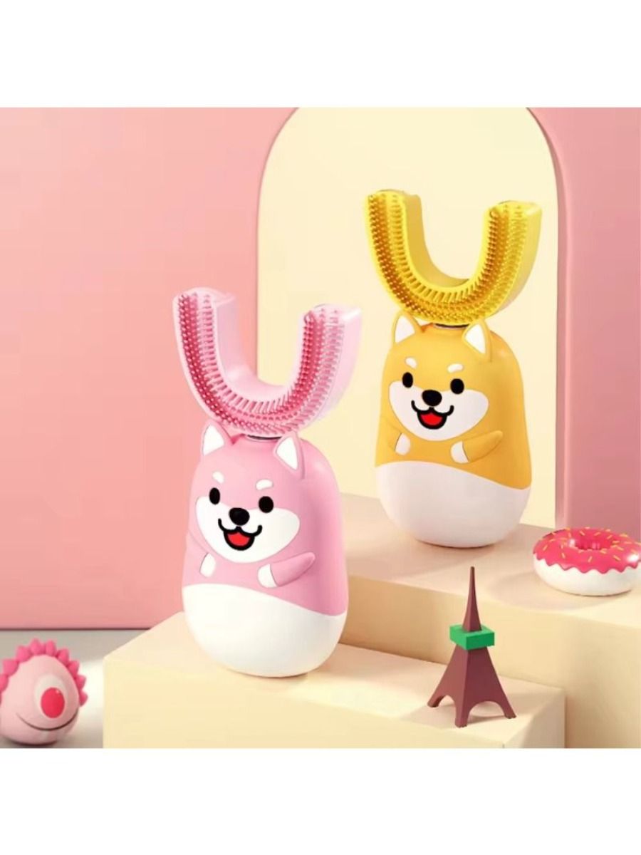 Children's Rechargeable Smart Electric Toothbrush USB 360 Degree U-Shaped Sonic Electric Toothbrush 3 Modes for Kids