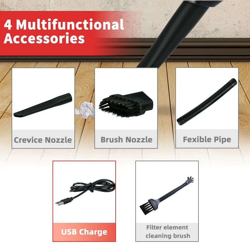 Wireless vacuum cleaner usb rechargeable for low-noise vacuum cleaner charging
