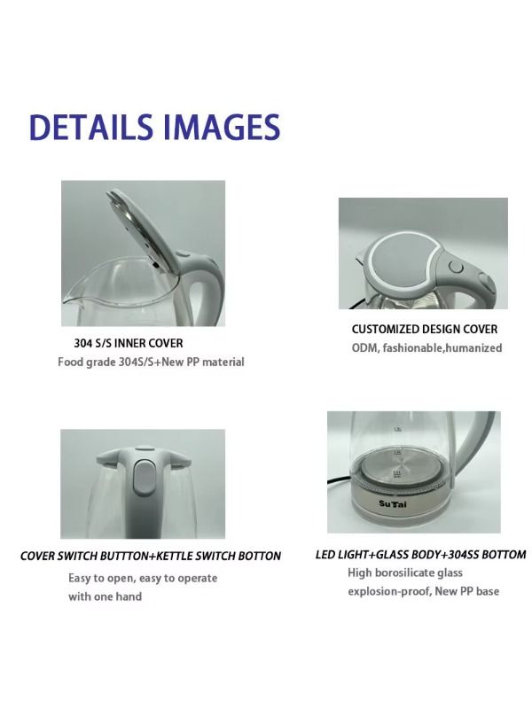 New Chinese burgundy silicon electric kettle, 1.8 L with blue lights