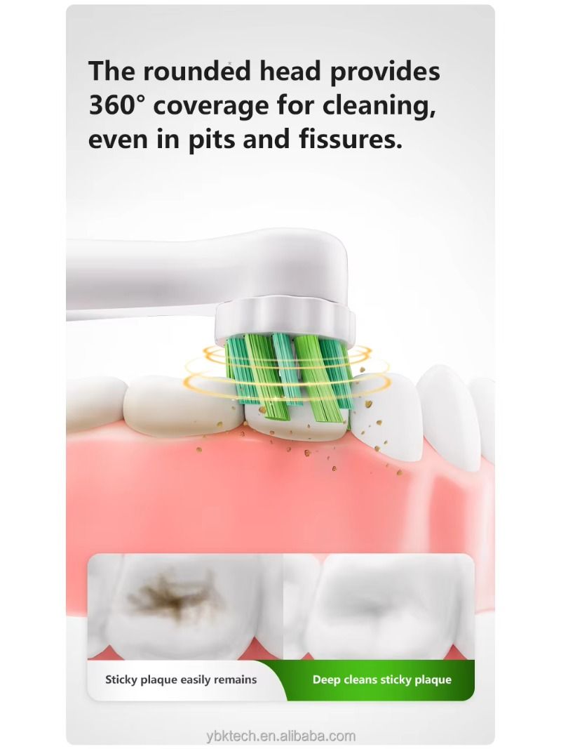 Electric toothbrush with a luminescent display contains 3 rotation modes, 2000 milliamps with sound waves used in daily portable soft-bristle boxes.