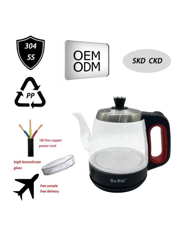 Chinese manufacturer, samovar, small glass 1.2L electric kettle for heating cattle, thermal switch for boiling water, tea parts