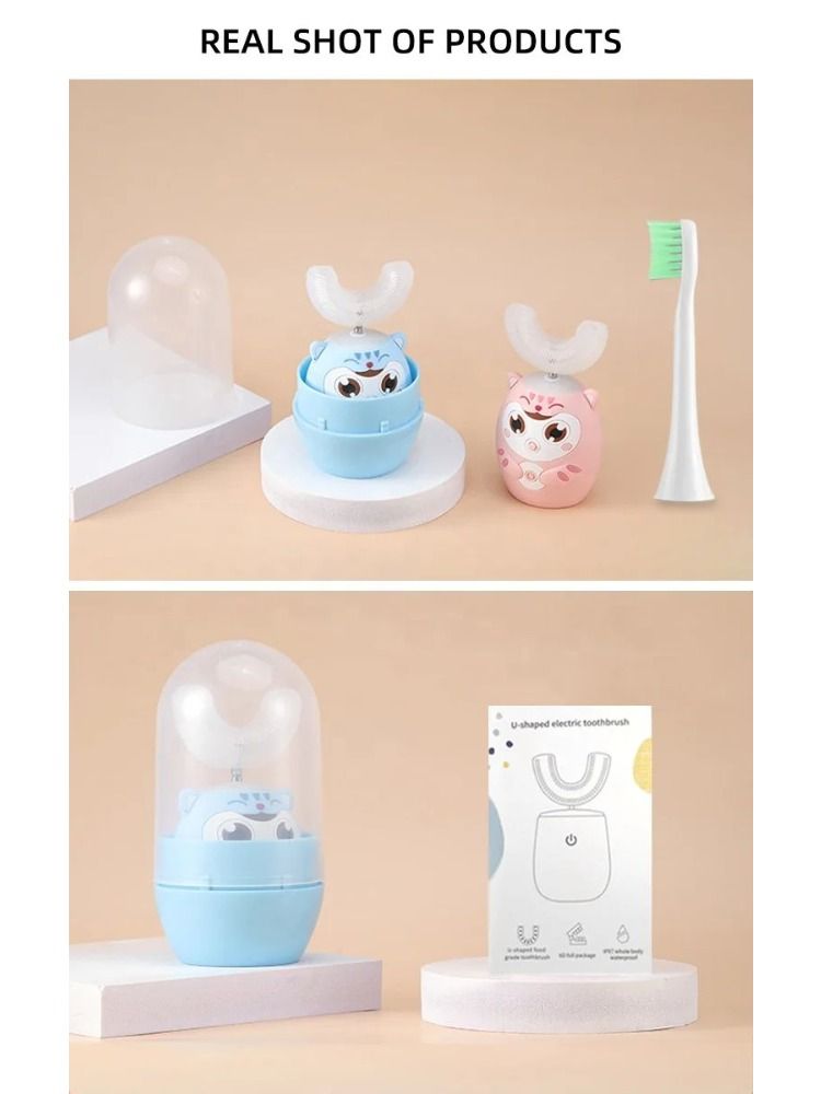 Private Label Teeth Whitening Smart Sound U-shaped Electric Toothbrush for Children