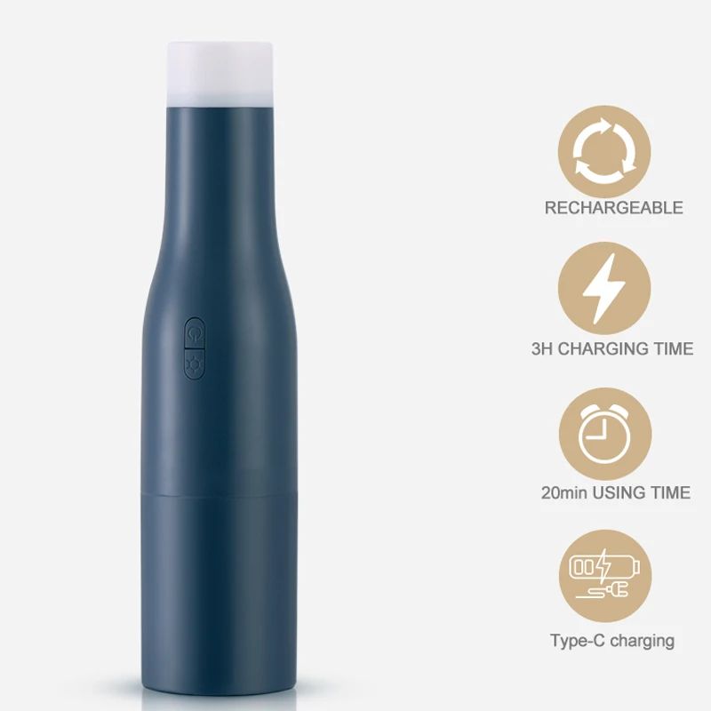 Cordless Desktop Car Vacuum Cleaner Miniature Size with 2500 mAh Battery, Night Light, USB Power Supply, and Drying Function