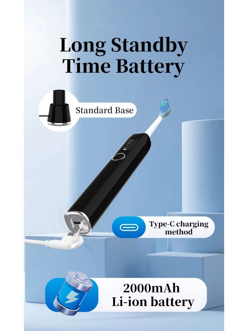 USB charges a portable electric toothbrush for adults, containing 2 toothbrush heads and 5 operating modes.