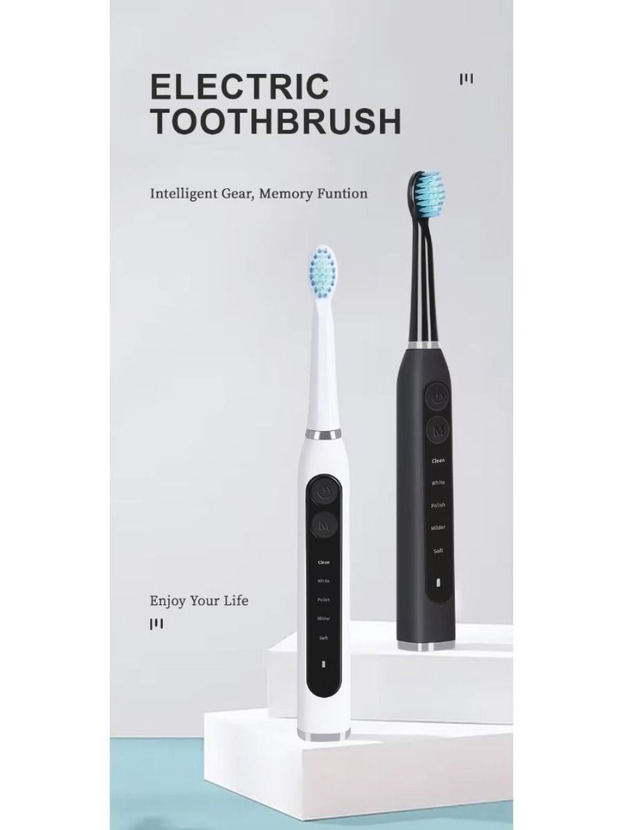 USB charges a portable electric toothbrush for adults, containing 2 toothbrush heads and 5 operating modes.