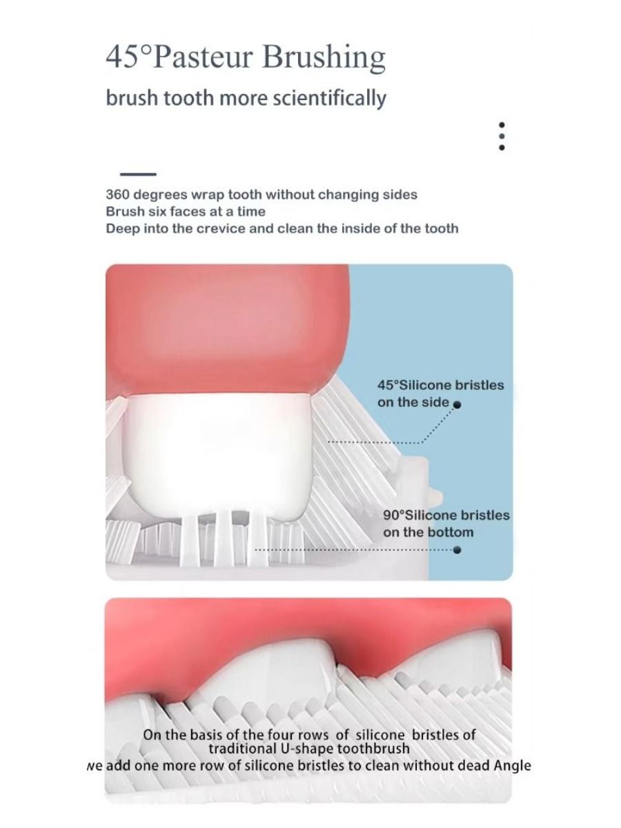 Children's Rechargeable Smart Electric Toothbrush USB 360 Degree U-Shaped Sonic Electric Toothbrush 3 Modes for Kids