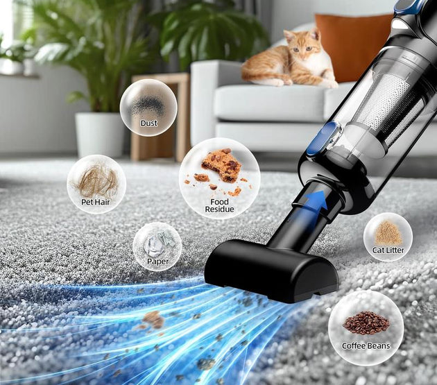 Vacuum Portable Cordless, 18000Pa 2 in 1 Vacuum Cleaner&Air Duster, 130W Brushless  Handheld Vacuum Cordless with 7800mAh , LED Light, Multi-Nozzles for , , Office, Pet