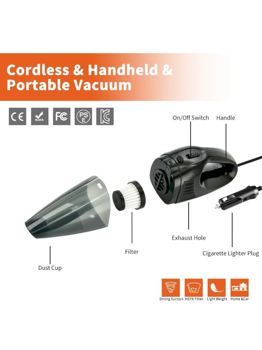 Catec A-016 Car Vacuum Cleaner Wired/Wireless Powerful Car Vacuum Cleaner from Cigarette Lighter