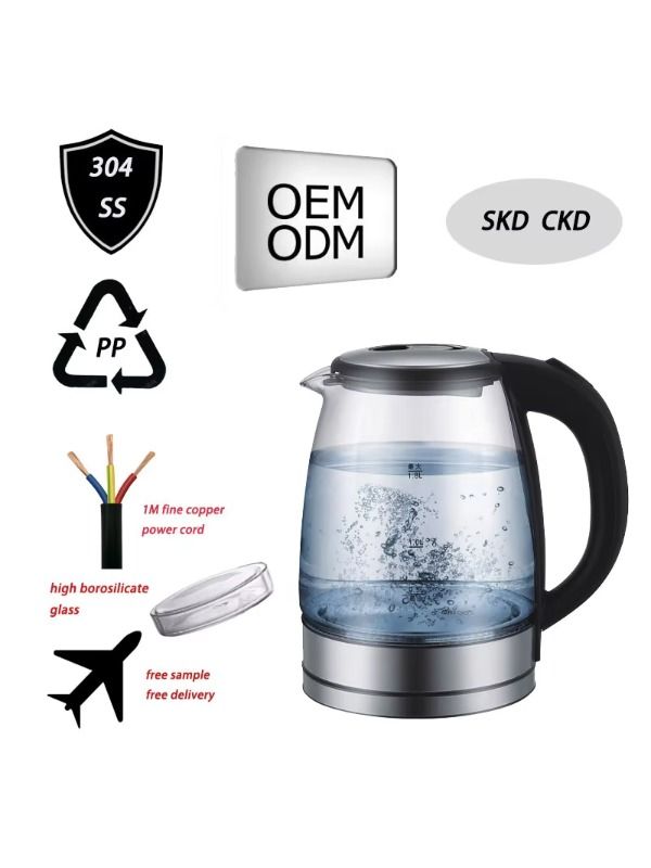 1.8L Clear Borosilicate Glass Health Electric Kettle