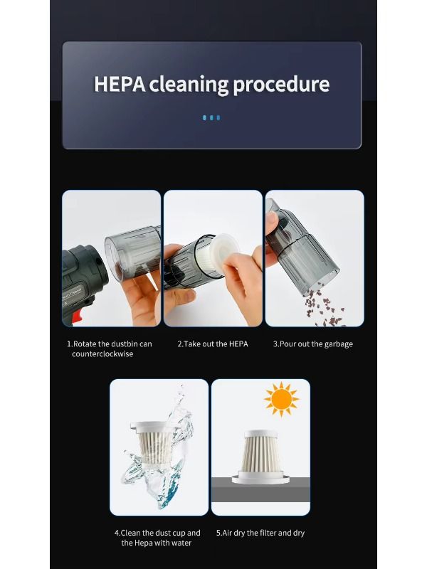 New 5000PA Cordless Car Handheld Vacuum Cleaner 3 in 1 Vacuum Cleaner