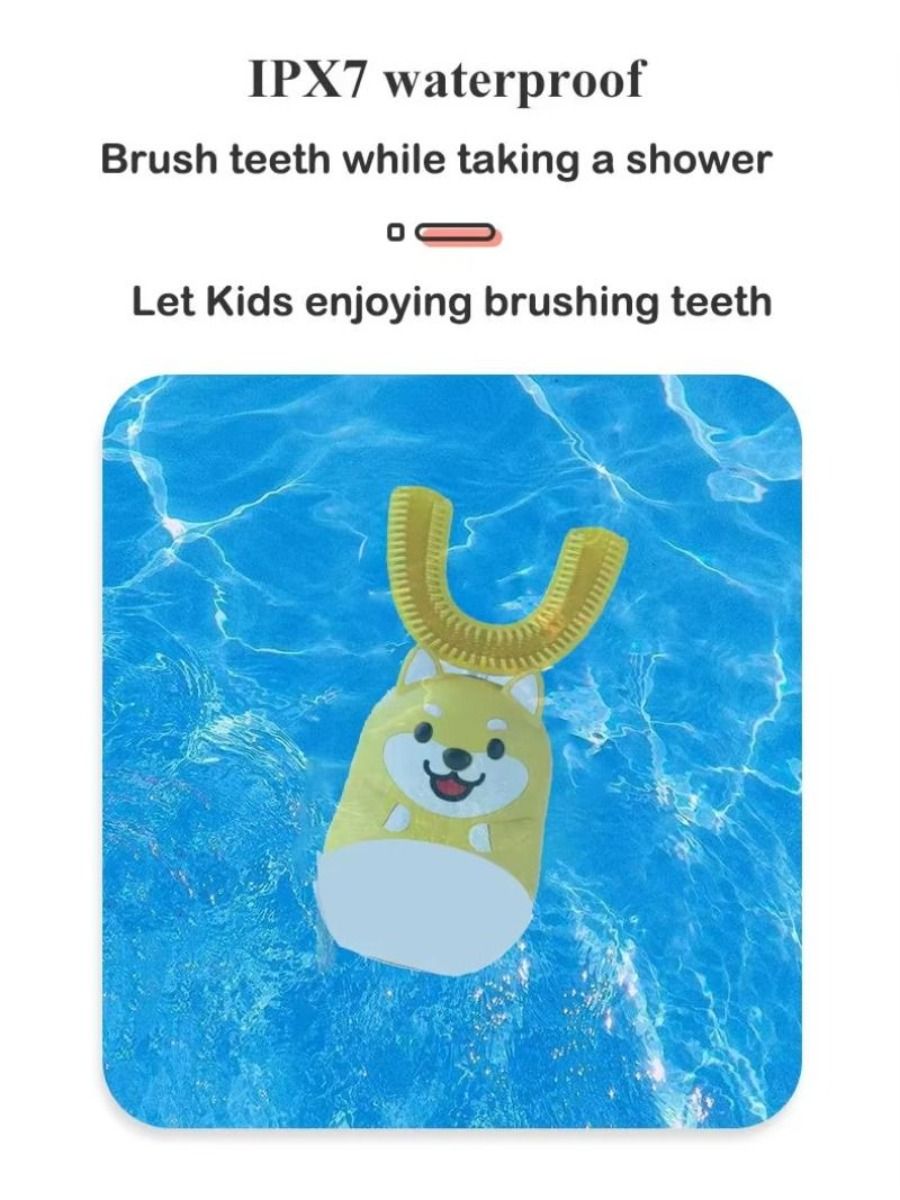 Children's Rechargeable Smart Electric Toothbrush USB 360 Degree U-Shaped Sonic Electric Toothbrush 3 Modes for Kids