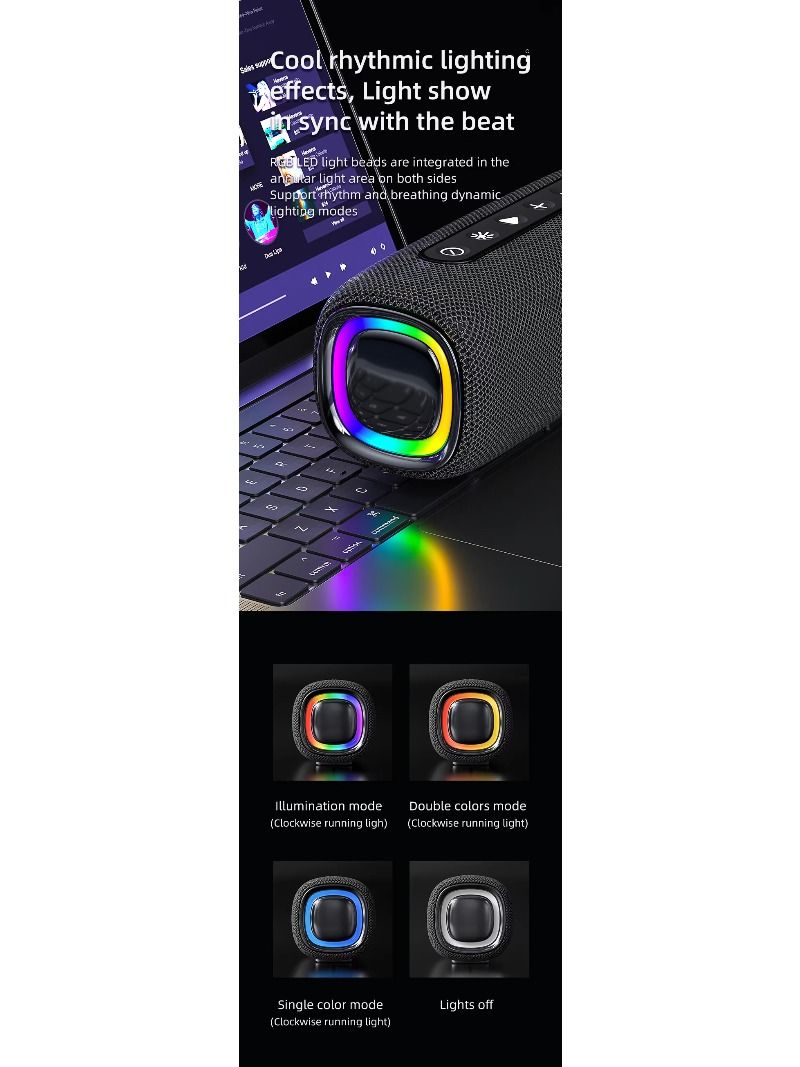 New materials, gadgets, electronic speakers, audio systems, sound equipment/amplifiers/speakers, trendy products with RGB lighting