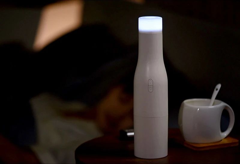 Cordless Desktop Car Vacuum Cleaner Miniature Size with 2500 mAh Battery, Night Light, USB Power Supply, and Drying Function