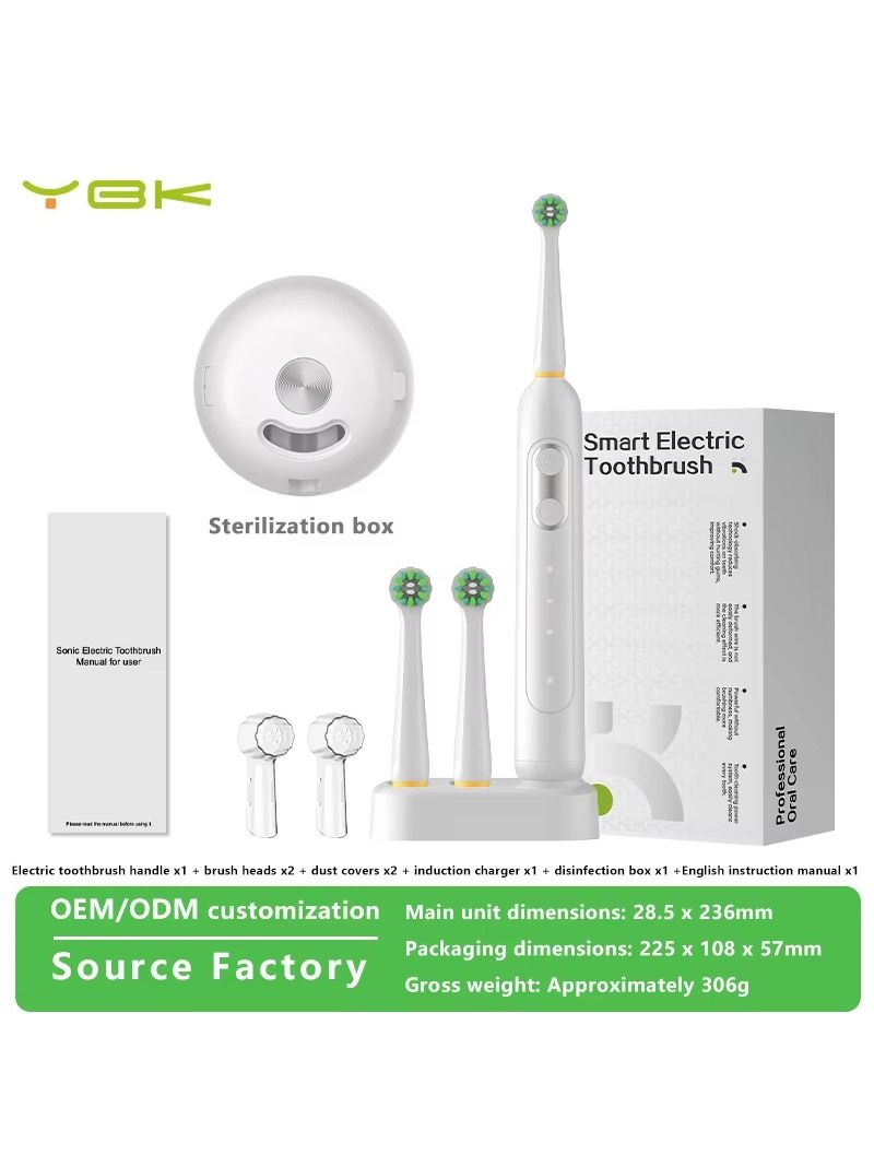 Electric toothbrush with a luminescent display contains 3 rotation modes, 2000 milliamps with sound waves used in daily portable soft-bristle boxes.