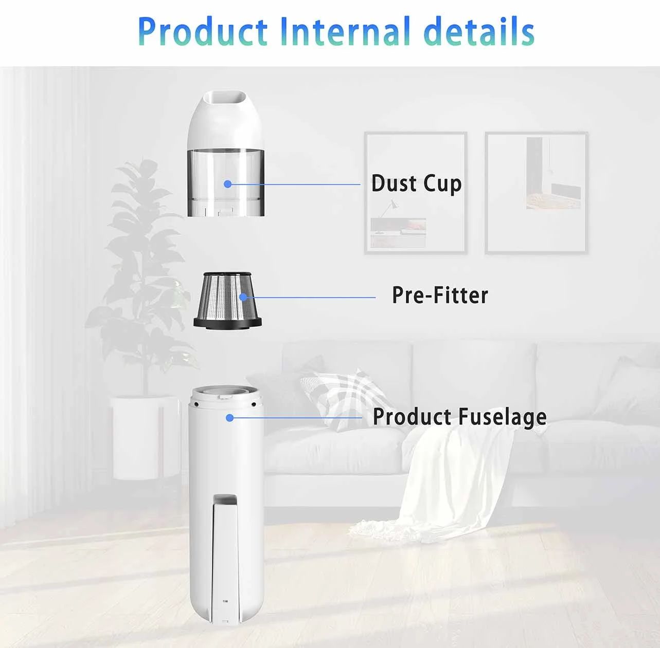 Portable Handheld Vacuum Cleaner, used for furniture, dust, pet hair, home upholstery, lightweight, easy-to-use electric vacuum cleaner.