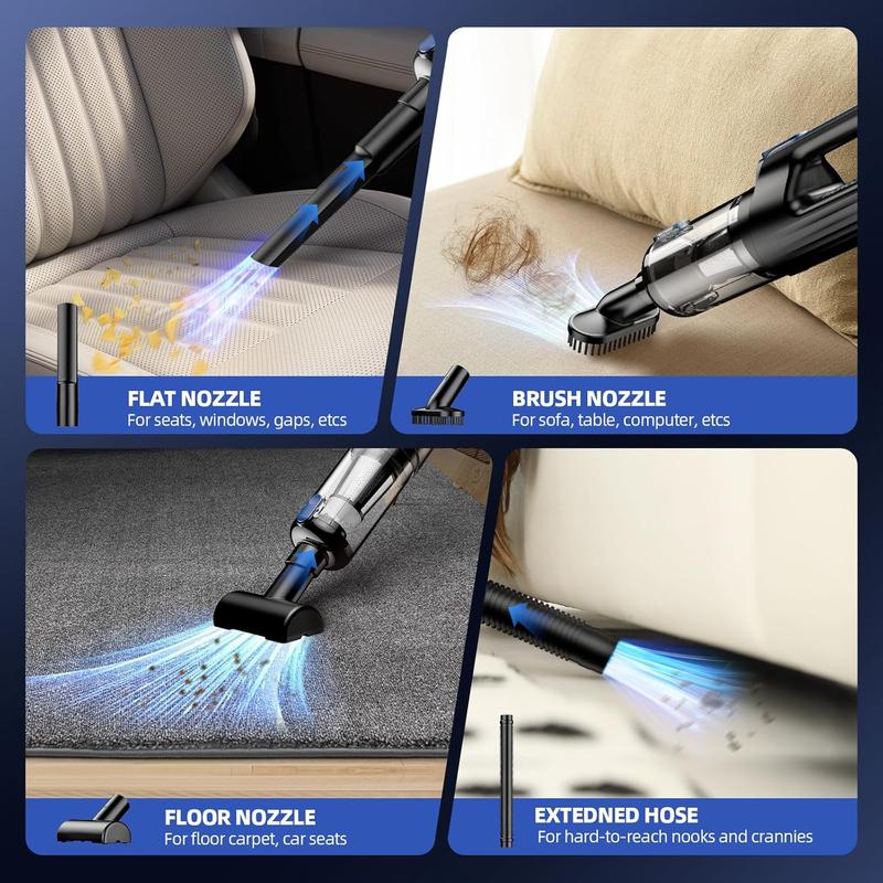 Vacuum Portable Cordless, 18000Pa 2 in 1 Vacuum Cleaner&Air Duster, 130W Brushless  Handheld Vacuum Cordless with 7800mAh , LED Light, Multi-Nozzles for , , Office, Pet