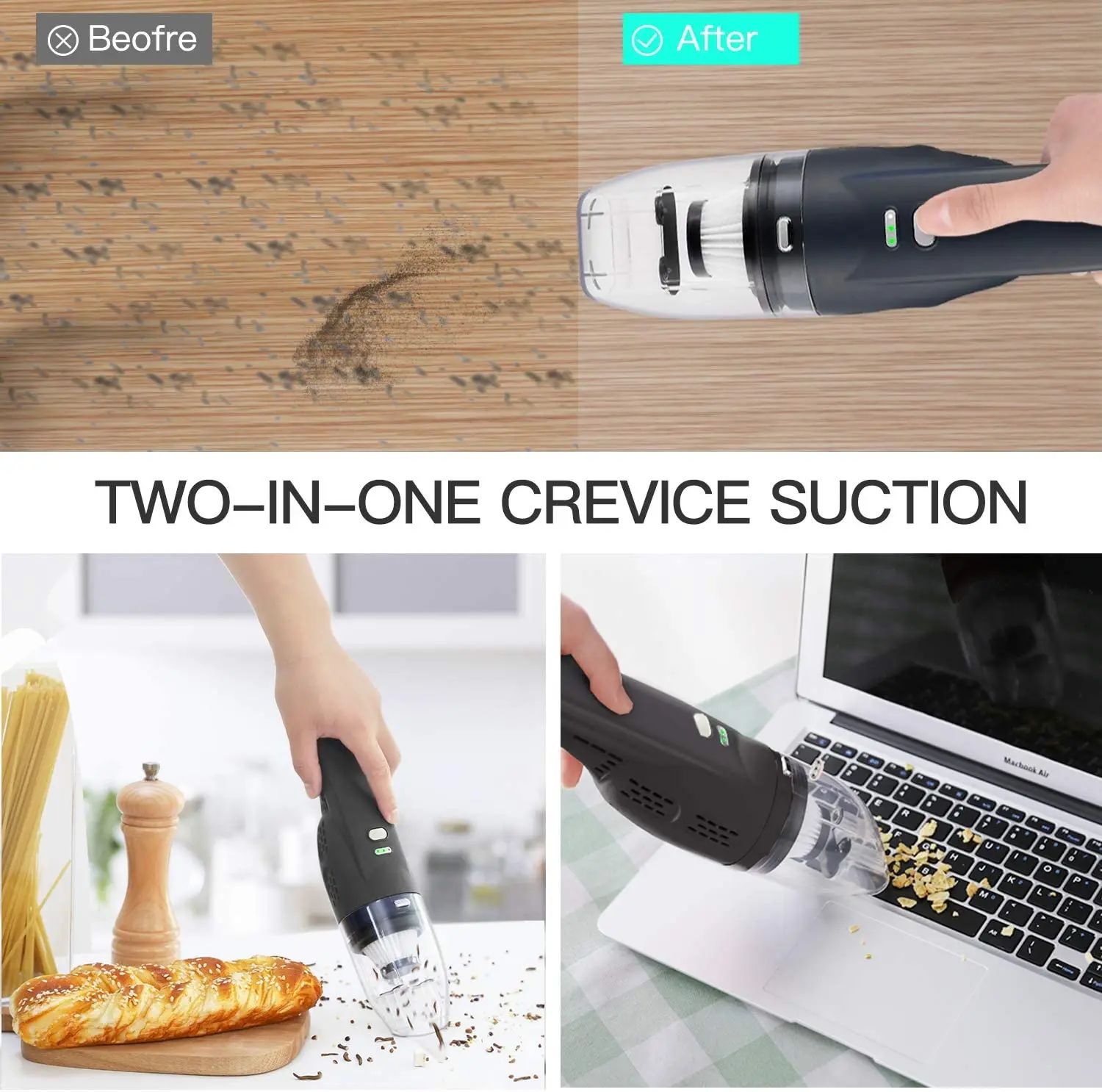 Portable Car Stubsauger Wireless Automatic 5200Pa Pumping Mini Cleaning Vacuum Cleaner on Home Table